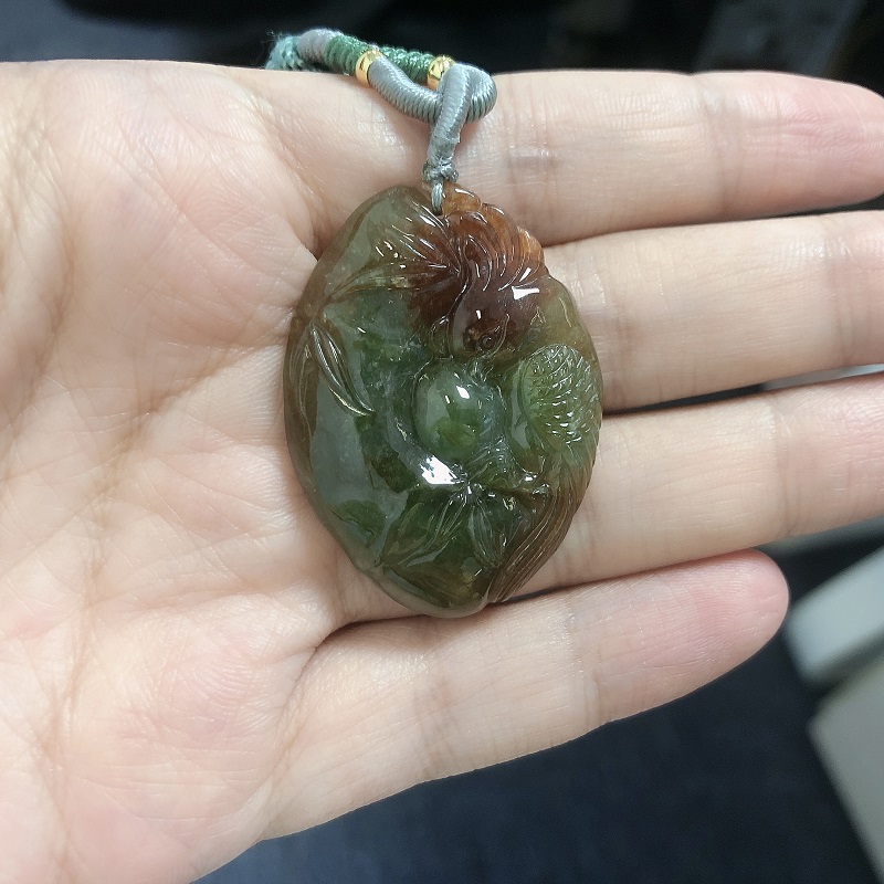 翠晶阁天然缅甸翡翠项链冰种红翡英明神武吊坠鸿运当头情人节礼物