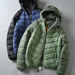 出口美国订单外贸尾货男士户外防风防泼拼接连帽加厚保暖棉服外套