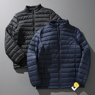 出口美国科技保暖纤维外贸男士 秋冬轻量化户外休闲立领棉衣棉服潮