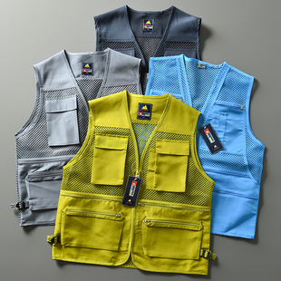 户外工装 徒步登山钓鱼网眼马甲坎肩 夏季 出口韩国订单外贸尾货男士