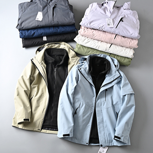 鸟家户外情侣款 三合一可脱卸内胆摇粒绒加厚外套防风防水冲锋衣潮