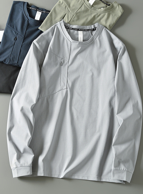 迪系RUNNING系列外贸男装户外速干透气弹力运动休闲长袖T恤卫衣潮