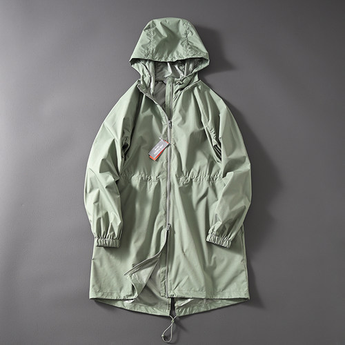 防水连帽中长款夹克防雨风衣