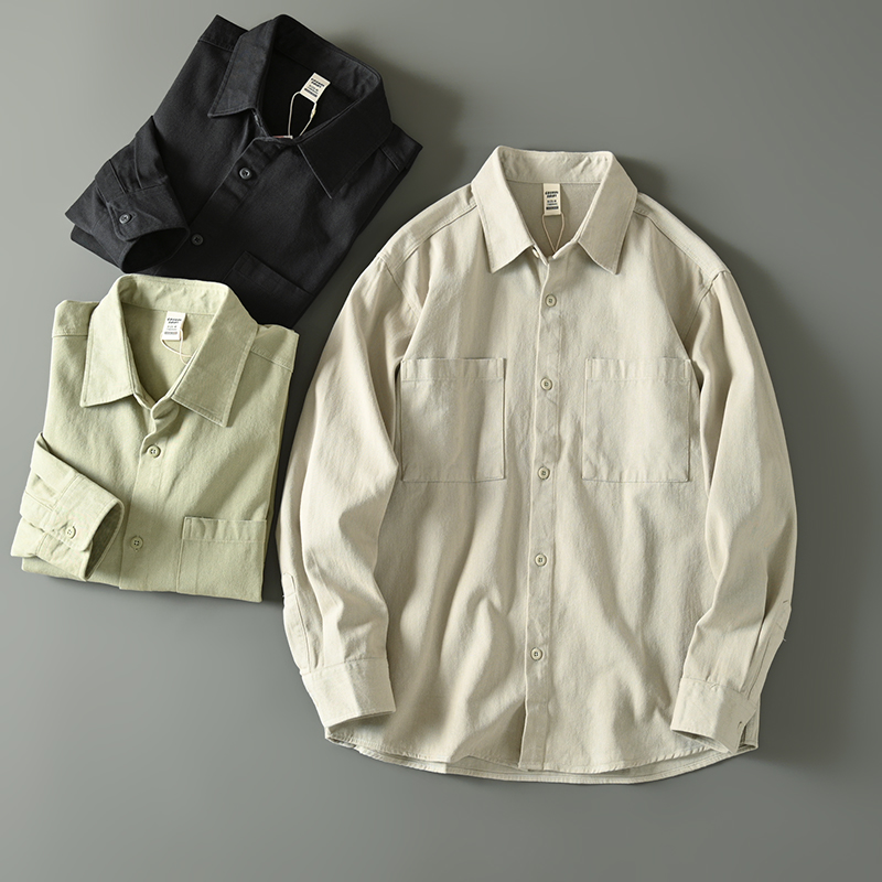 休闲翻领工装长袖衬衫衬衣外套