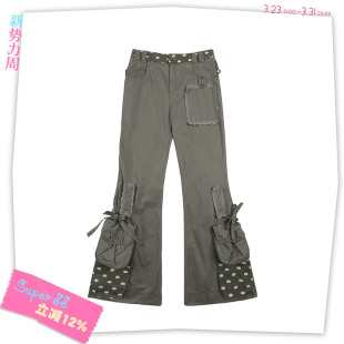 波点迷你裙水洗长裤 coconut系列 灰咖色层次蕾丝系带