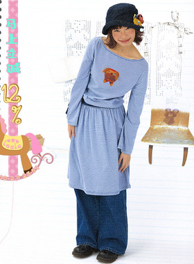 coconut系列 垂眼小狗立体毛绒贴布长袖连衣裙