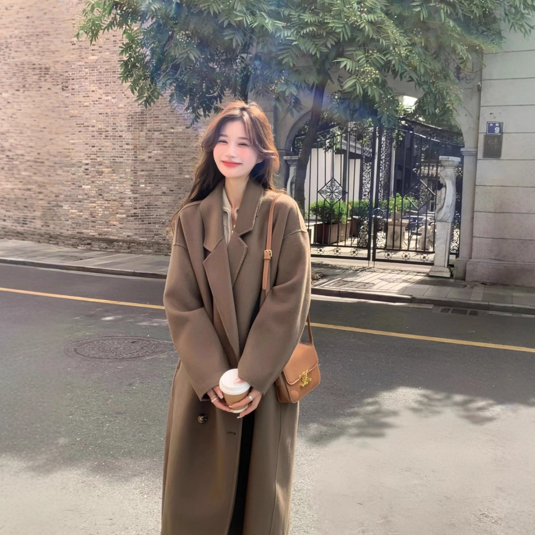 驼色毛呢大衣女秋冬季2025新款韩系中长款宽松气质高级感毛呢