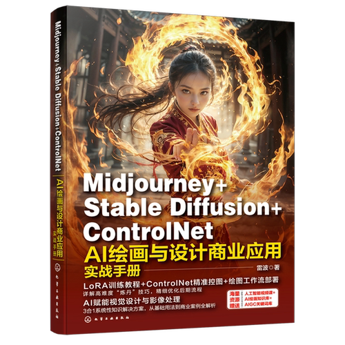 【新华正版】Midjourney+Stable Diffusion+ControlNet AI绘画与设计商业应用实战手册 雷波 化学工业