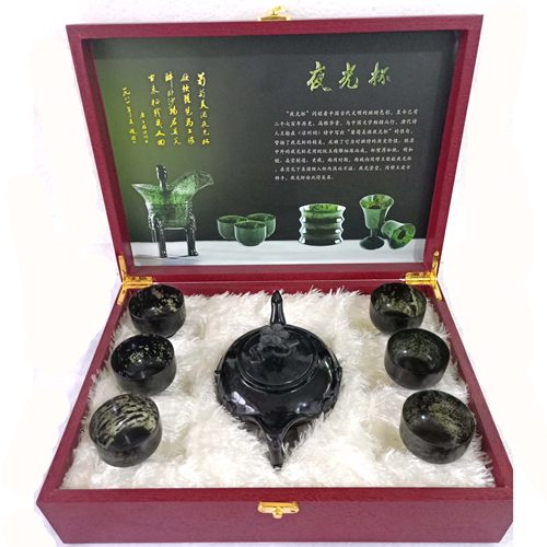 酒泉夜光杯祁连墨玉套装天然玉石