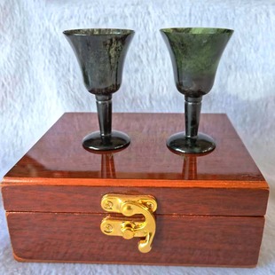 酒泉夜光杯祁连墨玉甘肃特产鸳鸯玉玉石酒泉特产酒杯茶杯正品包邮