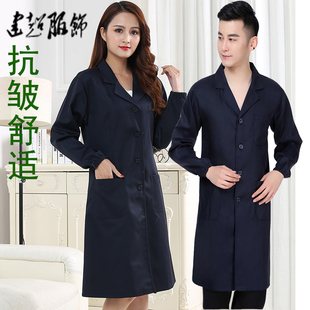 建超服饰厚长款 黑色大褂搬运防尘服工作服隔离衣实验服罩衣长袖