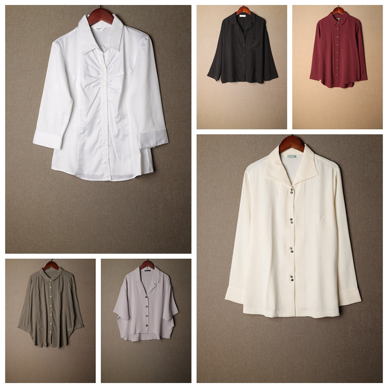 Vintage古着日制清新潮范复古百搭开衫纯色夏季女衬衫  Y319