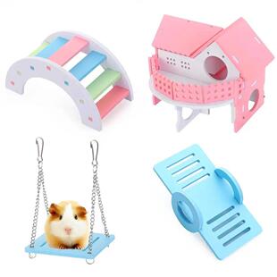 Hamster Toys Set Include Wooden Hamster House for Small Anim