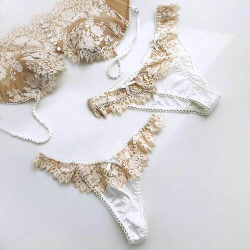 Lace elastic thong women