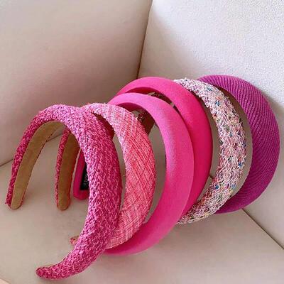 Rose Pink Series Sponge Headbands For Women Thin Wide Girls