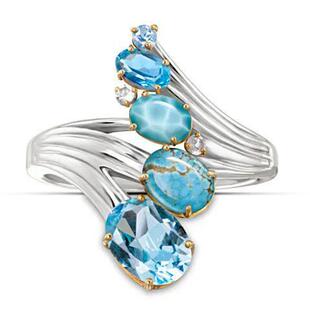Oval Rings Charm Classic Color Turquoise Silver Engag Female