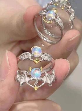 Rings Vintage Moonstone Ring Women's覆古月光石戒指开口可