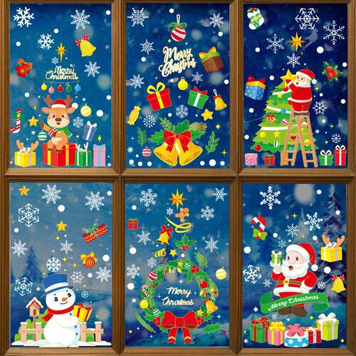 Christmas snow sticker Elk Snowman Christmas tree sticker