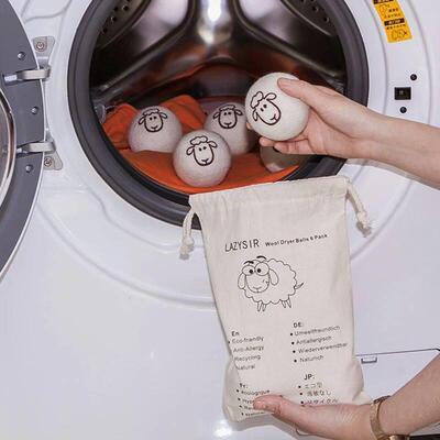 1/3/6PCS Wool Dryer Balls Fabric Virgin Reusable Softener La