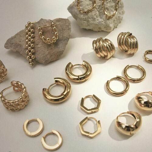 Classic Stainless Steel Ear Buckle for Women ndy Gold Color