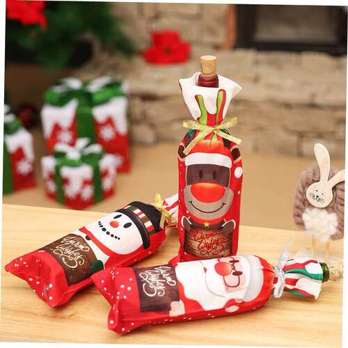 Christmas wine bottle cover print party decoration Christmas