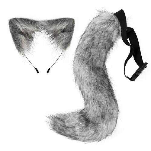 Halloween costume fox fur tail cat ear headband 狐狸尾巴耳朵