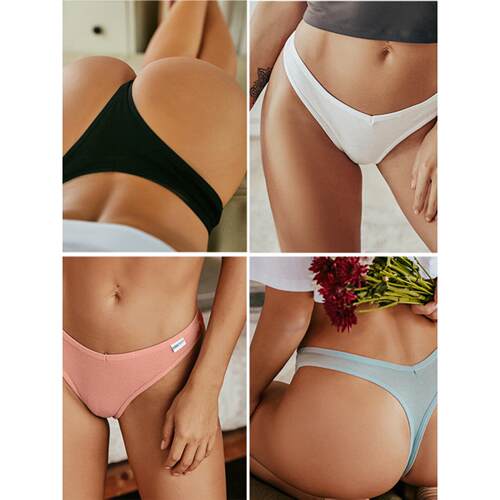 Women Cotton Waffle Style G-string Panties Ladies Soft