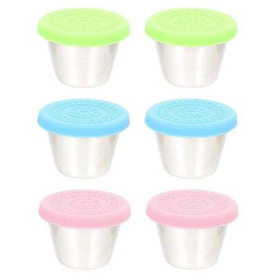 6 Pcs Round Container with Lid Stainless Steel Sauce Cup