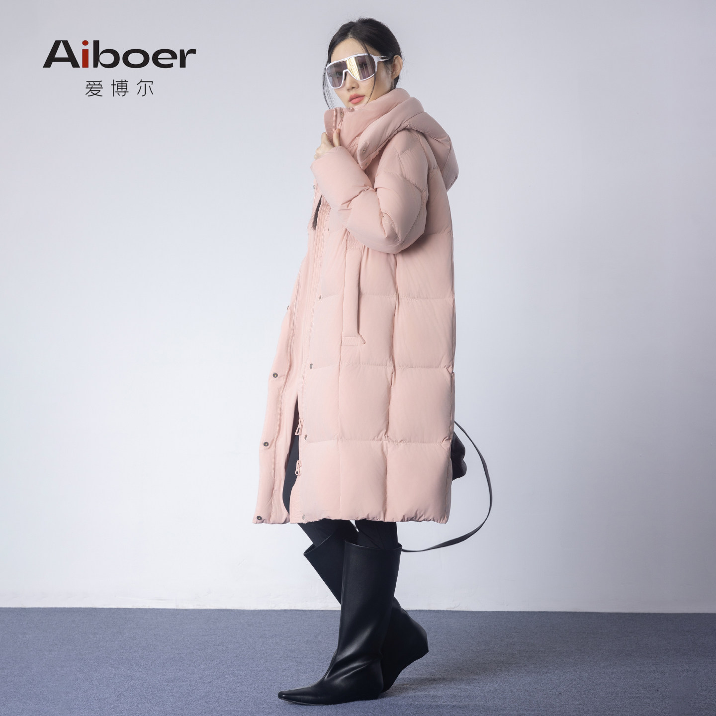 爱博尔羽绒服女2025年新款冬季时尚中长款潮牌白鸭绒加厚面包