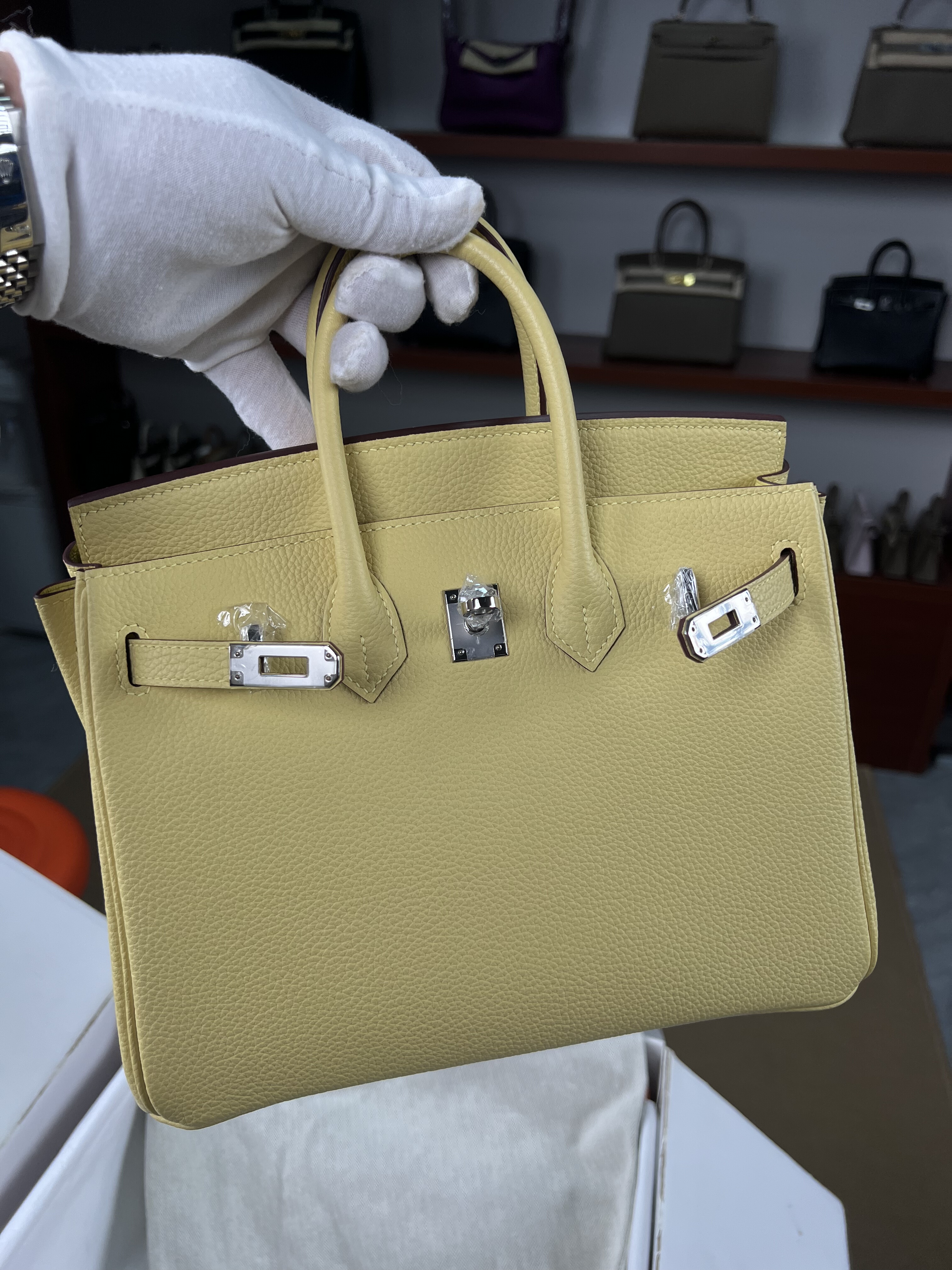 年底清货去库存  小鸡黄铂金25银扣意大利进口togo皮无瑕疵