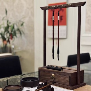 胡桃木挂架毛笔笔架摆件实木新中式文房收纳盒手串挂架钥匙挂架