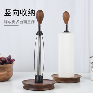 实木创意纸巾架免打孔榉木卷纸收纳架柱厨房用纸巾立式置物架