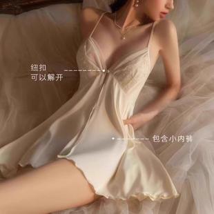 维多利亚真丝睡衣女新款 送礼 性感分叉吊带高级感家居服套装 礼盒装