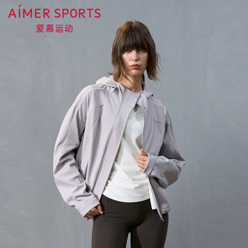 外穿带帽拉链暖壳微弹外套上衣