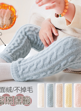 婴儿长筒袜子秋冬宝宝过膝加绒加厚婴幼儿冬季爬行保暖护膝护腿
