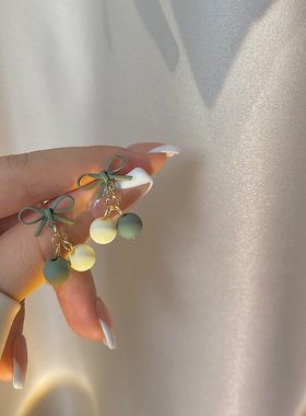 时尚蝴蝶结撞色无耳洞耳夹耳环独特设计小众耳饰小巧少女甜美耳钉