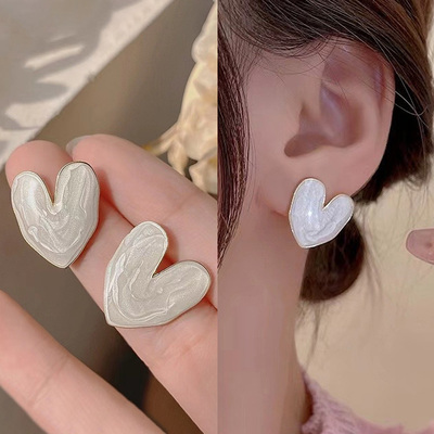 爱心耳环法式滴油独特耳钉女