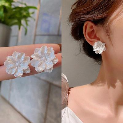 山茶花朵耳环2024年新款