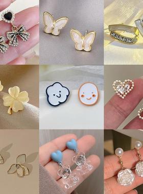 质感百搭轻奢流苏耳环新中式猫眼石耳钉时尚气质珍珠无耳洞耳夹女