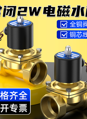 常闭电磁阀水阀2w开关控制阀AC220V气阀2分4分6分1寸水管控制开关