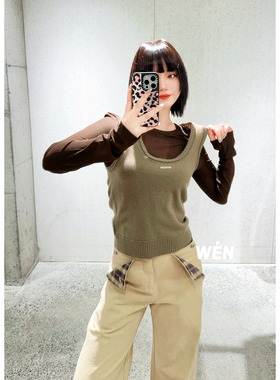 WEN买手店 AVVENN   2026春季新款两件套针织背心打底 绿色