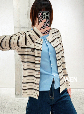 WEN买手店   AVVENN  2026春季蕾丝花边拼接配围脖针织毛衫红色