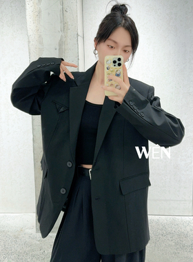 WEN买手店 AVVENN 24SS春秋新款休闲时尚阔身西装 黑色