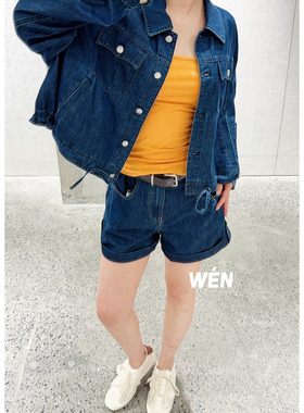 WEN买手店   AVVENN  2026年秋季夏季腰带牛仔短裤 蓝色