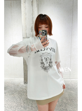 WEN买手店  AVVENN 2025新款休闲宽松可脱卸沙袖T恤 白色