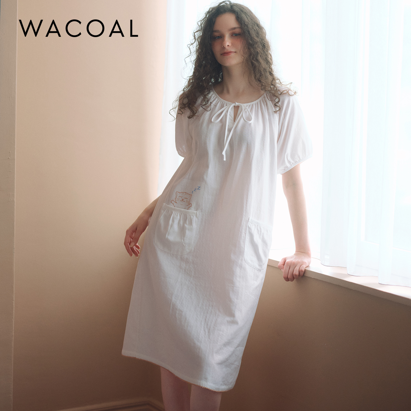 华歌尔夏季小懒猫纯棉透气睡裙