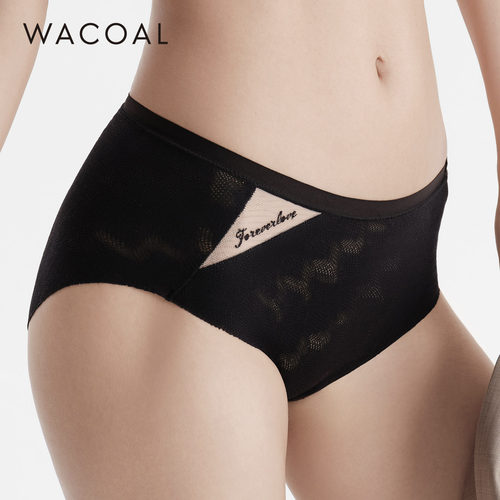 华歌尔Wacoal 40周年蕾丝无痕中腰三角裤内裤内衣女 WP12C6