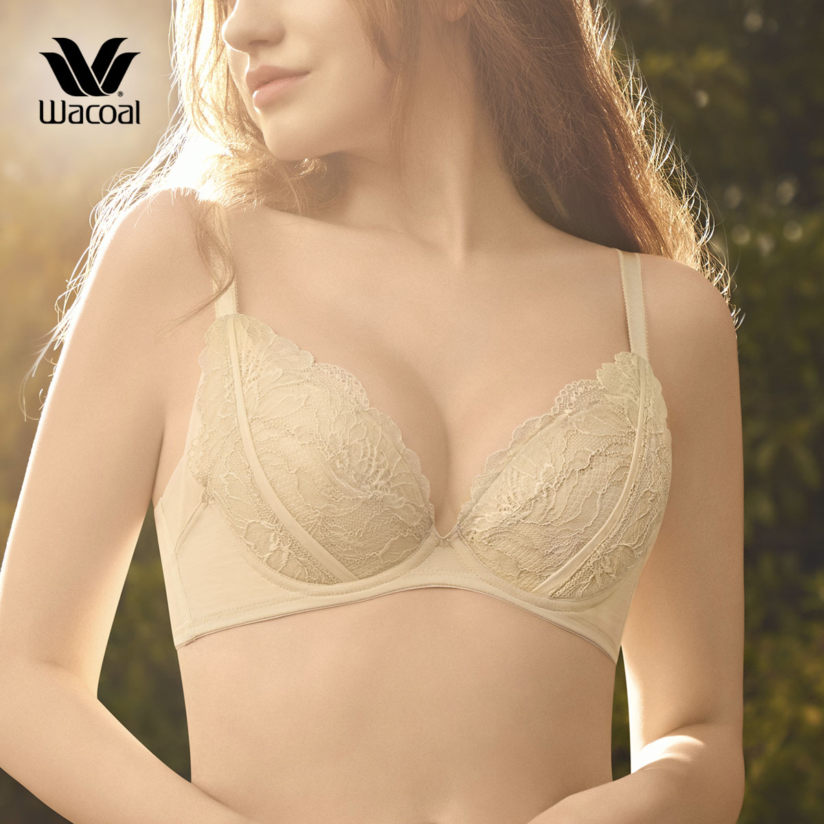 华歌尔性感蕾丝双重侧收副乳文胸