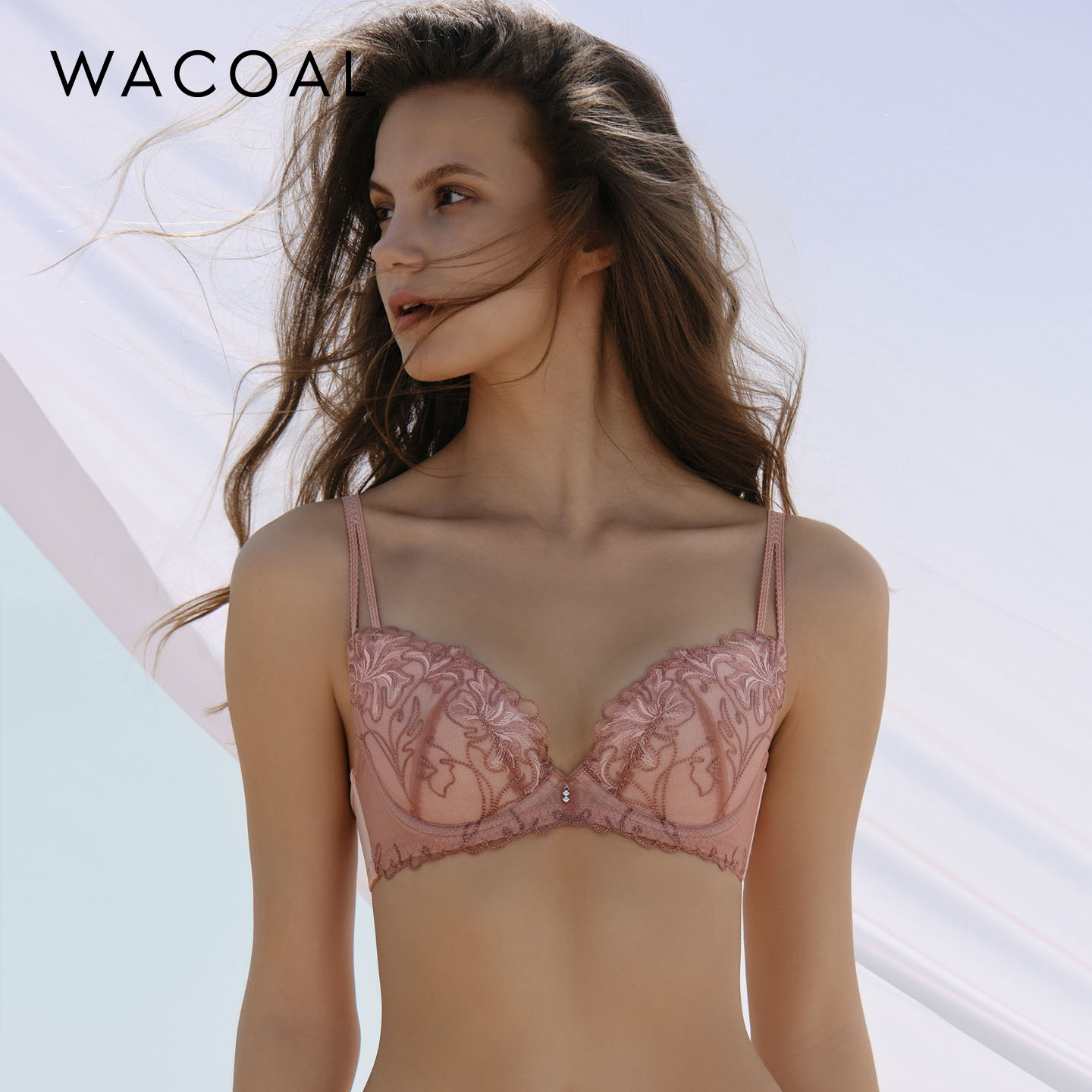 华歌尔Wacoal 聚拢深V性感刺绣文胸罩内衣女WB32F5