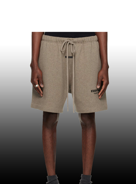 ESSENTIALS 短裤2025春夏美潮宽松男女情侣款烫印抓绒裤子 10